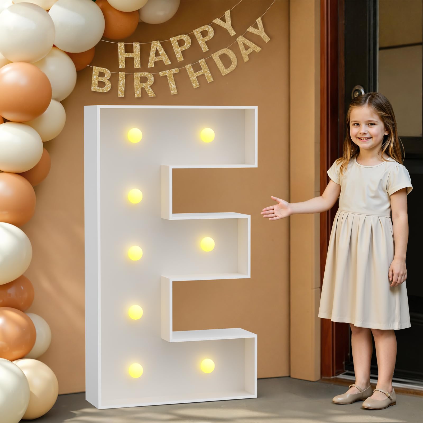 Photo 1 of imprsv 3FT Marquee Letters, Mosaic Light Up Letters for Birthday Baby Shower Wedding Engagement Party Backdrop Decor, Large Marquee E for Party Decorations