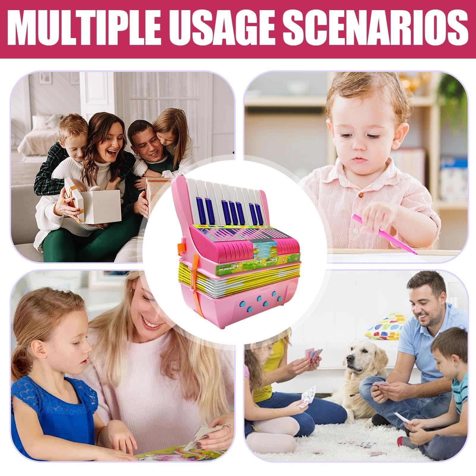 Instrumentos Musicales de acordeón para niños, acordeón de Botones para niños - Acordeón de Botones de 17 Teclas, de acordeón pequeño - Educativo Ligero Preescolar Lindo Instrumento pa