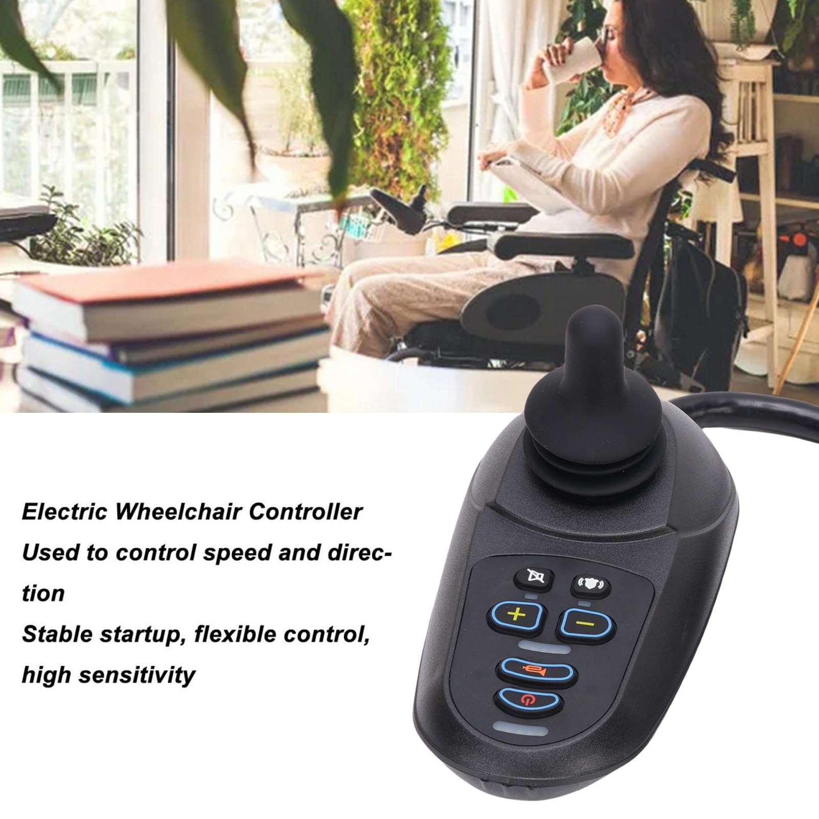 YWBL-WH Controlador de Silla Eléctrica 50A Joystick Universal con Conector de Freno Magnético y Control Remoto para Sillas de Ruedas y Scooters de Movilidad