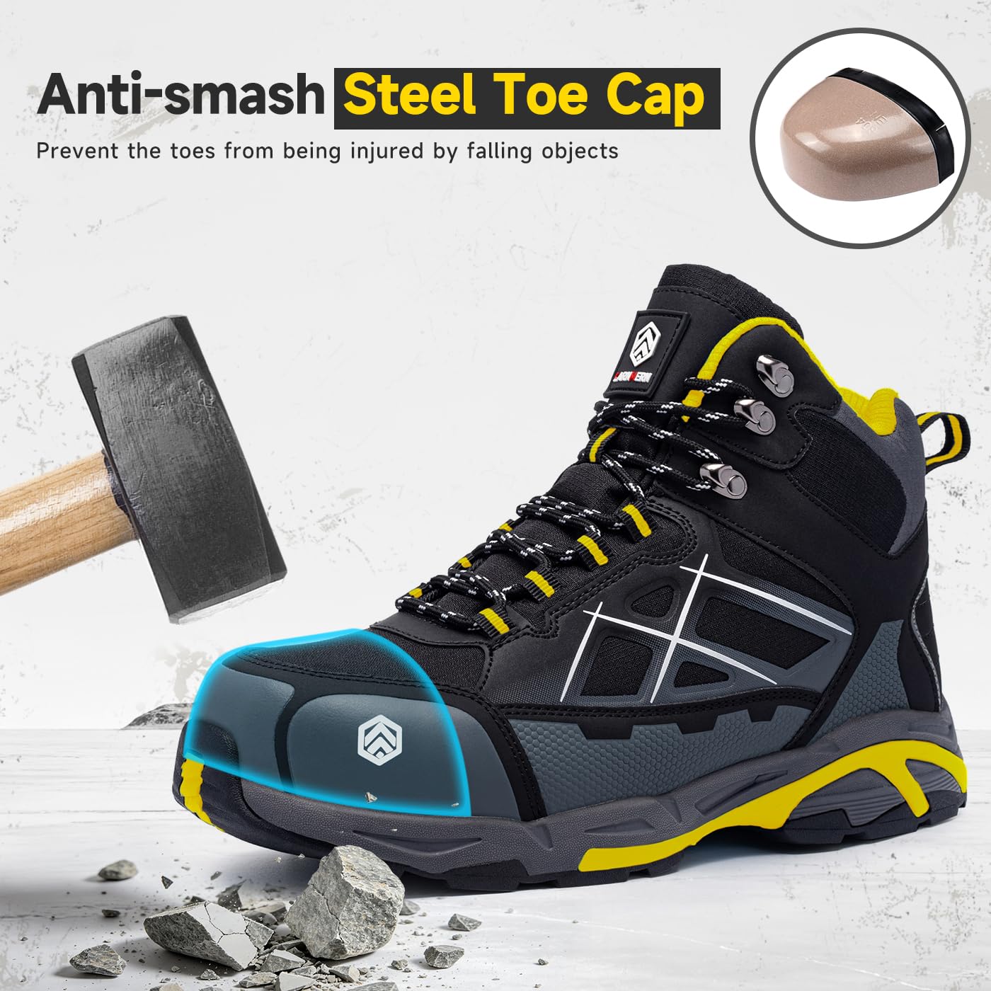 LARNMERN Chaussures de sécurité Hommes Femmes Montante Antidérapant Embout en Acier Antistatique Chaussures de Travail Légère Respirant