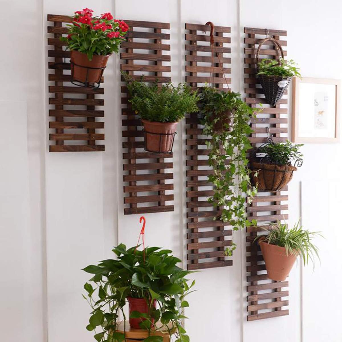 LKXHarleya Soporte De Planta Para Colgar En La Pared, Plantador De Flores Colgante Vertical Escalonado De Madera Para JardíN De Patio Con BalcóN, CafeteríA, DecoracióN Del Hogar, 30x60 Cm