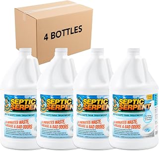 CCP Direct Septic Serpent Tank Treatment, Fast-Acting Eco-Friendly Liquid Septic Tank Treatment, Breaks Down Waste with High-Potency Enzymes & Beneficial Bacteria (Bulk Case of 4 x 1 Gallon Bottles)