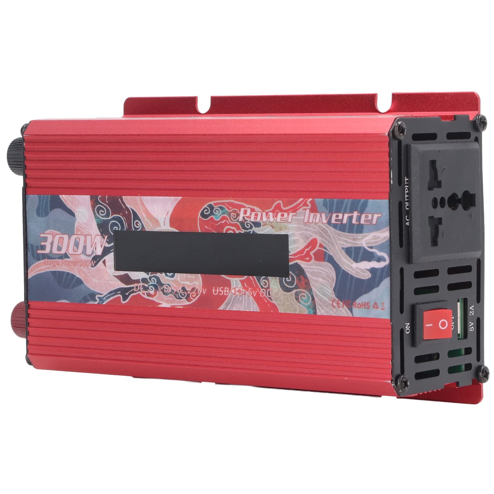 YWBL-WH Samochodowy Przetwornica Napięcia 300 W Przetwornica Mocy ze Stopu Aluminium Samochód z skorygowaną falą sinusoidalną AC 220 V 50 Hz 2 A Wyświetlacz LCD USB do Wycieczek Samochodowych