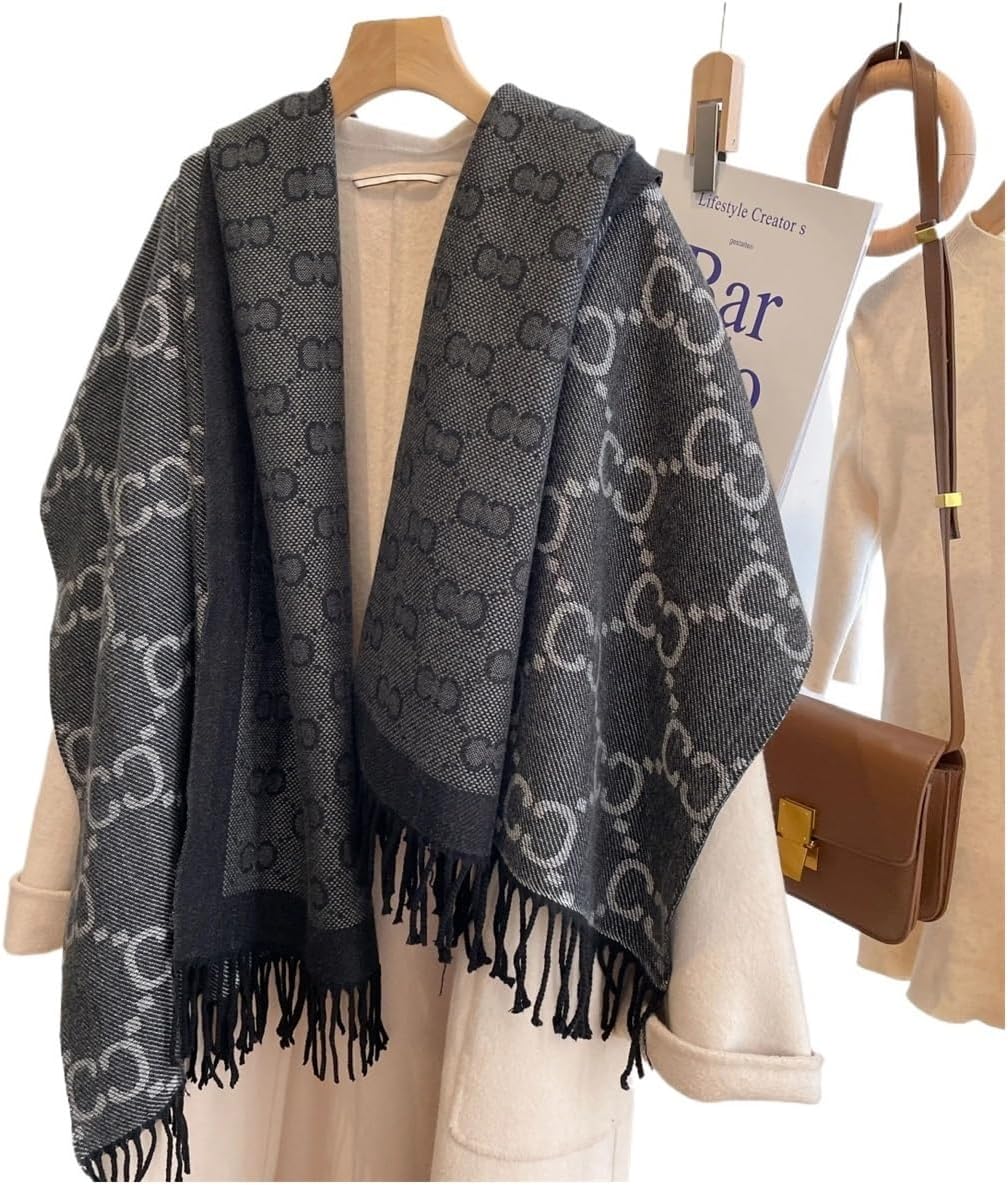 Winter Two-Sided Long Fringe Scarves Women Thicken Wrap Shawl Ladies Warm Scarf