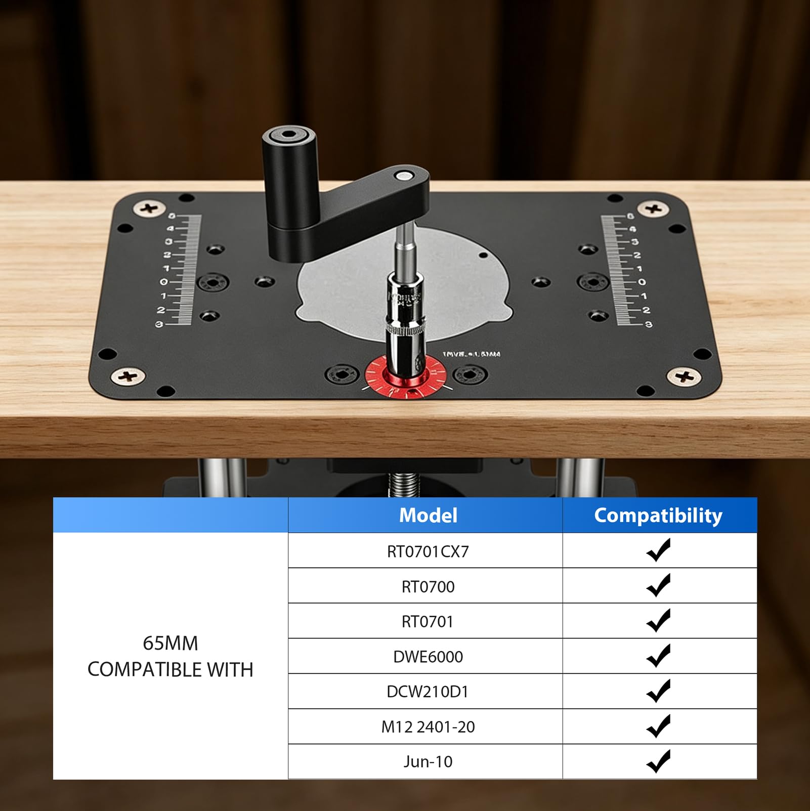 Oberfräsenhebetisch, Trimmen Maschine Invertiert Hubtisch Frästisch | Router Tisch Lift Kit,Trimmmaschine Inverted Lifting Table Router Lift, Holzbearbeitung, 65mm, für RT0700C/RT0702C/DRT50