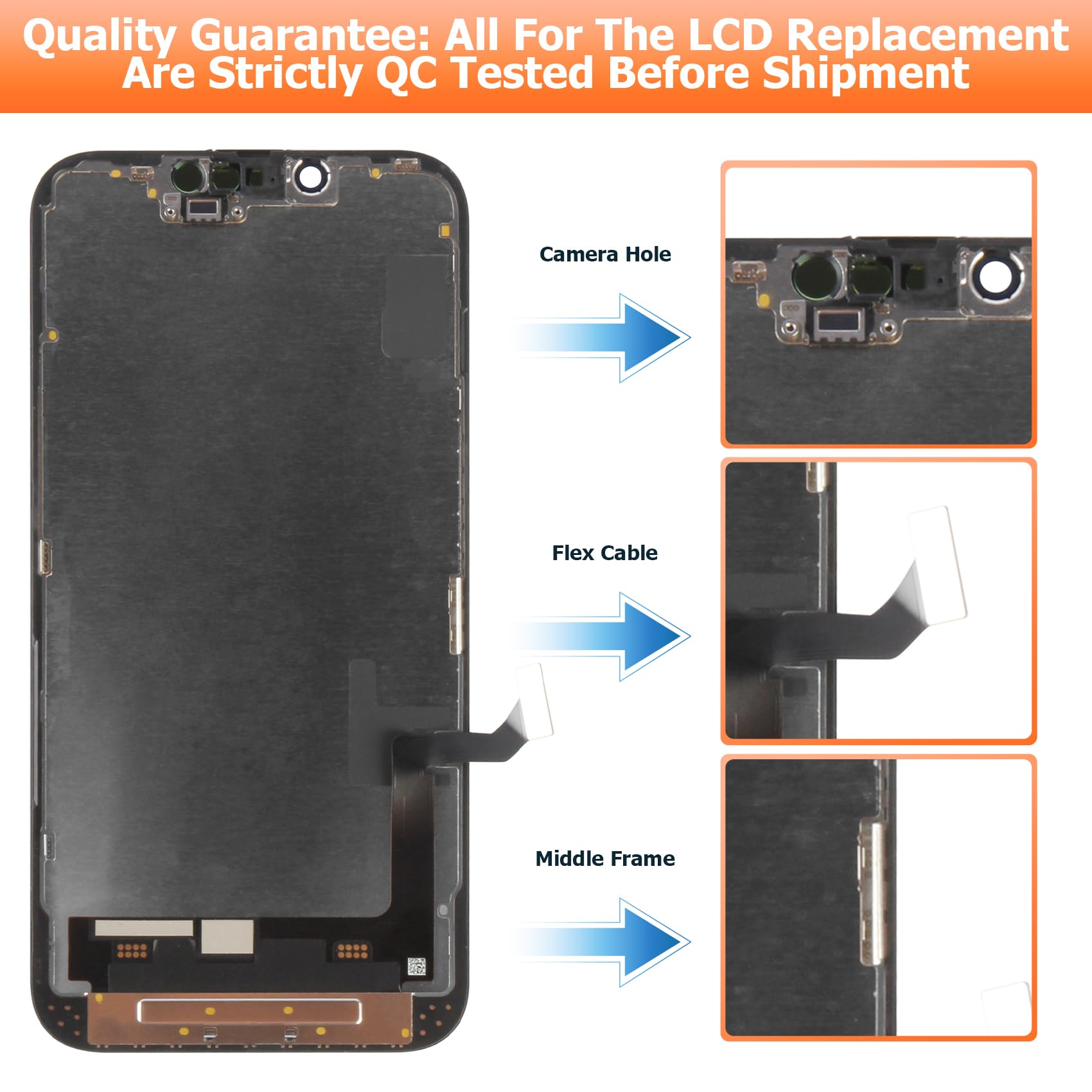 AGCUT Écran LCD pour iPhone 14 LCD Affichage pour iPhone 14 A2882 A2649 A2881 A2884 A2883 6,1" Incell 3D Touch LCD Display Ecran Replacement Tactile Numériseur Complet avec Réparation - Noir