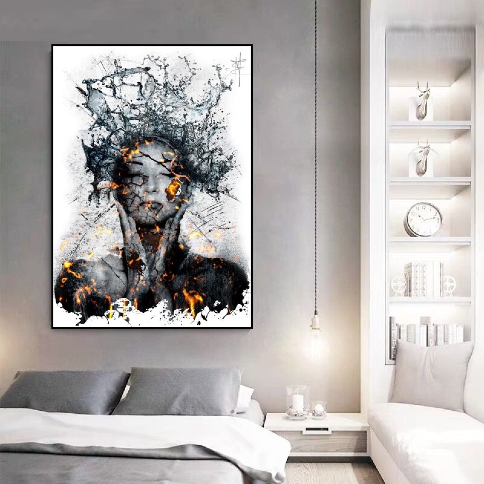 Tigeridge Abstrakte Wandkunst Auf Leinwand, Grau, 76,2 X 152,4 Cm – Gerahmt, Fertig Zum Aufhängen