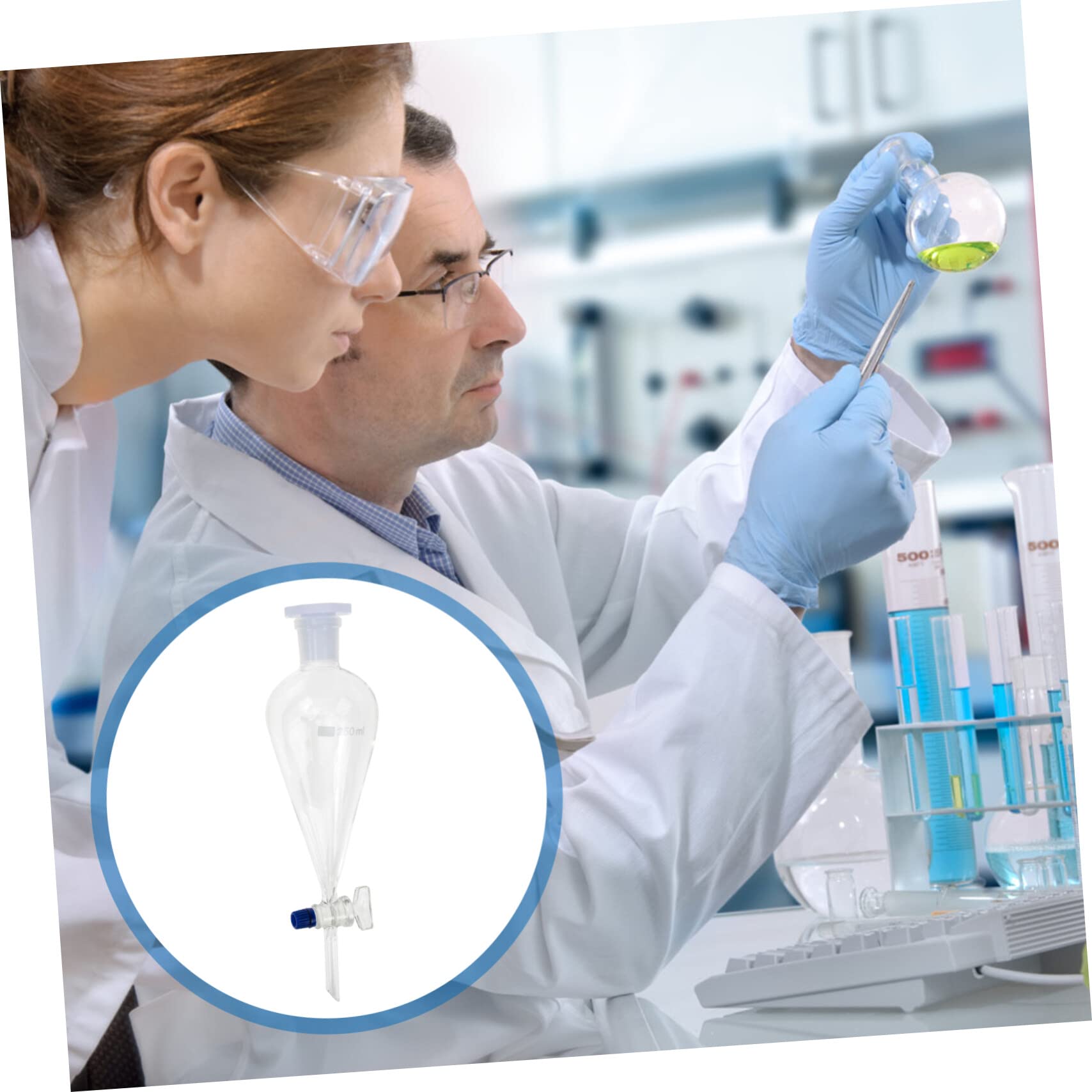 ULTECHNOVO Birnenförmiger Scheidetrichter Glasgelenk Glastrichter Extra Großer Trichter Laborglas Glasscheidetrichter Scheidetrichter 500Ml Konisch Scheidetrichter Zubehör Konisch