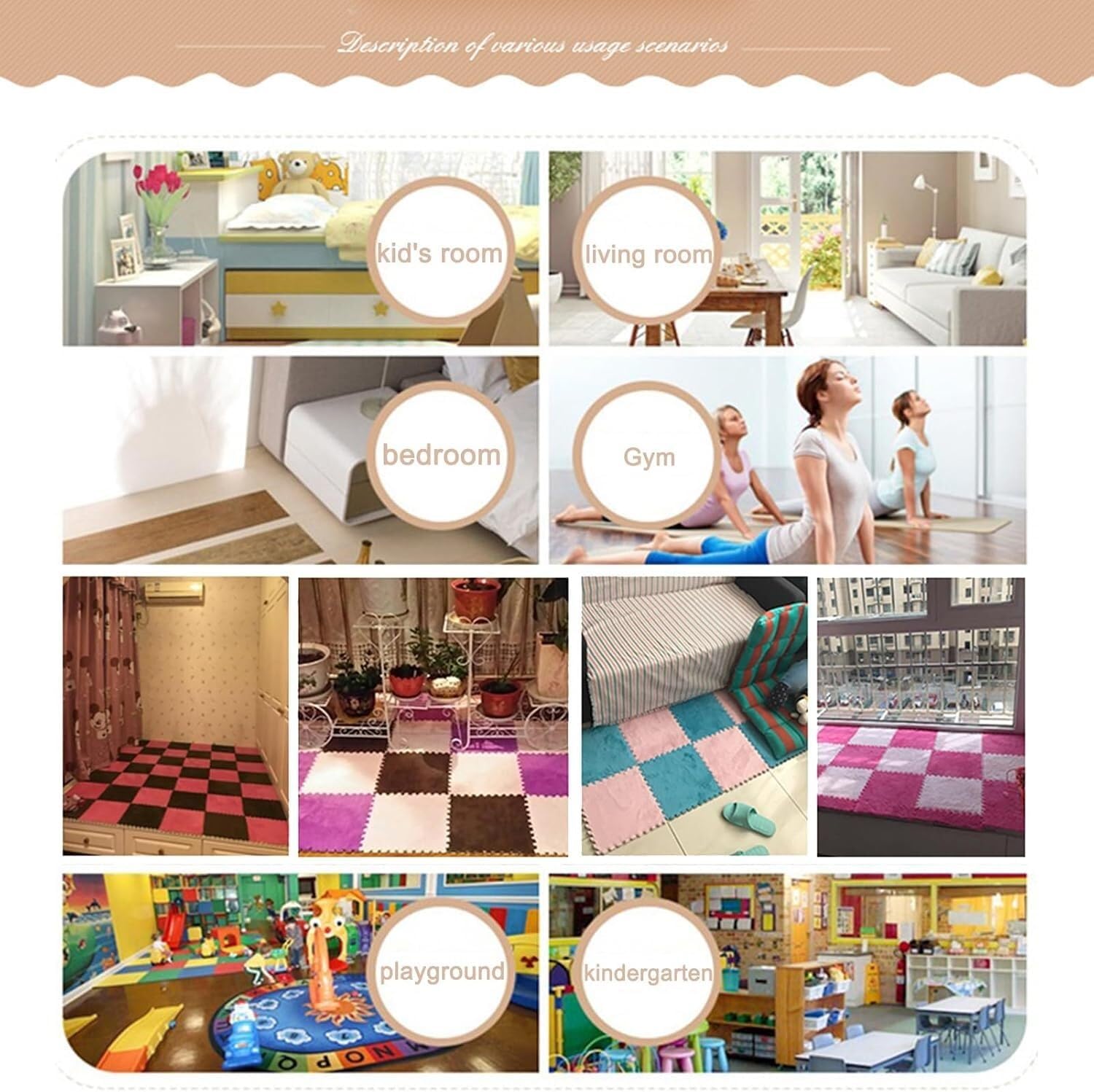 インターロッキングカーペット インターロッキングフォームスクエアパズルマット、実践能力の訓練に使用、12x12x0.4インチ厚のプラ