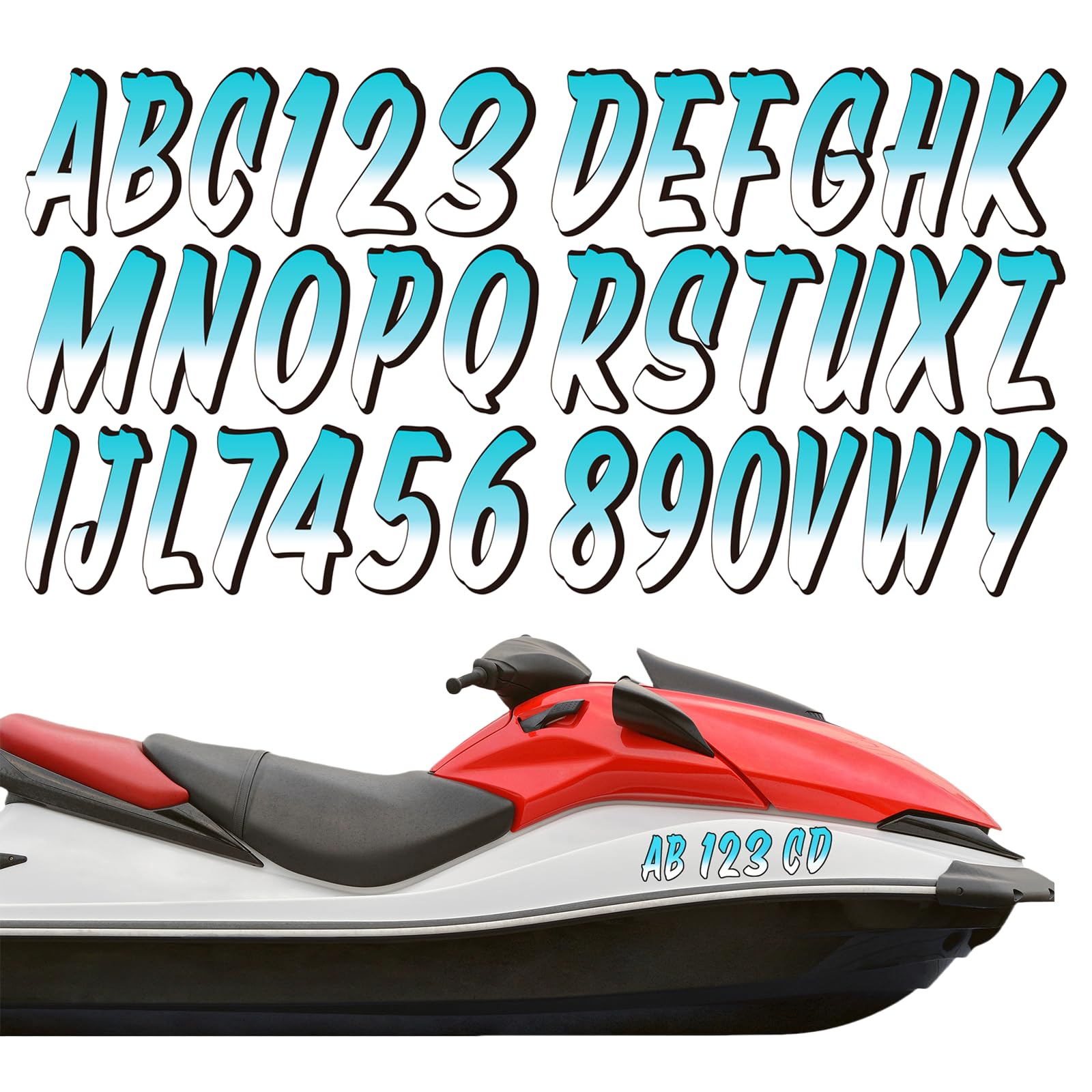 MotiMind 30 Pcs Boat Registration Waterproof Marine,Gradient,Blue