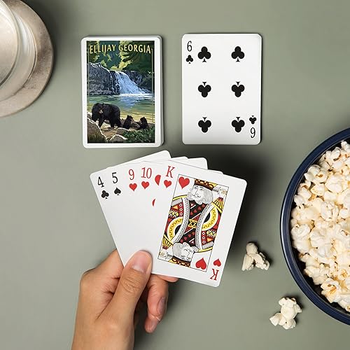 Miniatura 2 de Lantern Press Ellijay, Georgia, Bear Family and Waterfall (52 cartas de juego, baraja de cartas de tamaño póquer con comodines)