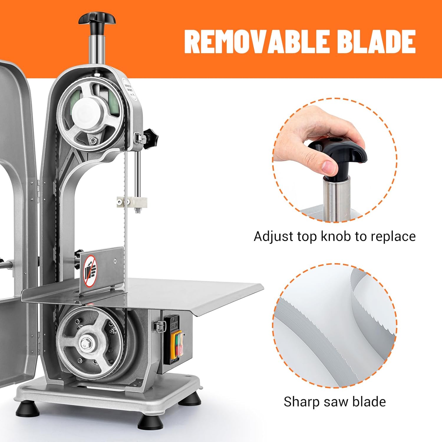 Saw Blade,51.2x0.62x0.02 inch,6Pcs Electric Band Saw Blades for 750W Meat Bone Saw Cutting Machine,Carbon Steel Blade Wrapped by Rust-Proof Paper