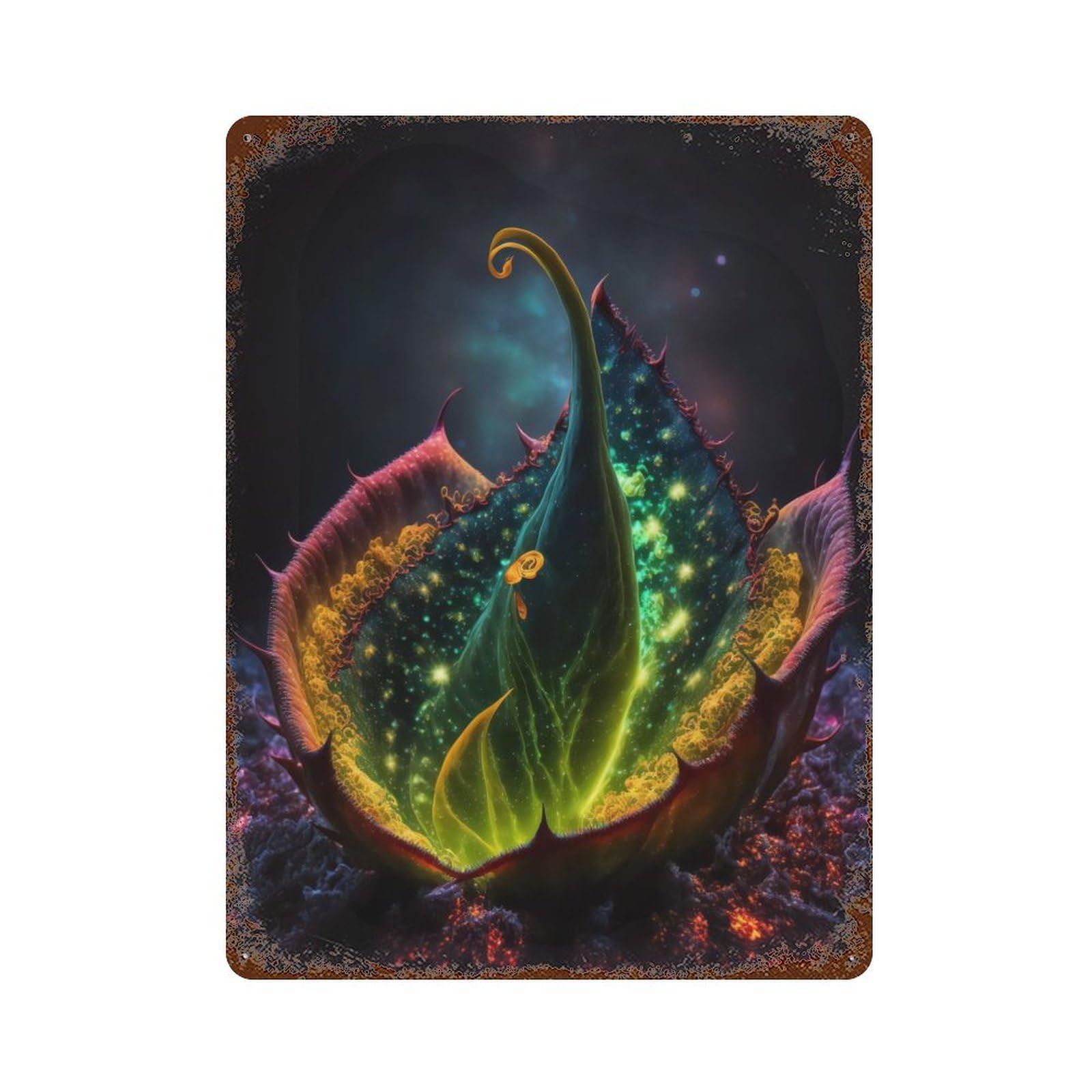 Cosmic Carnivore Succulent Weathered Tin Sign 15.7"x11.8", Novelty Wall Decor for Garage, Pub Or Kitchen