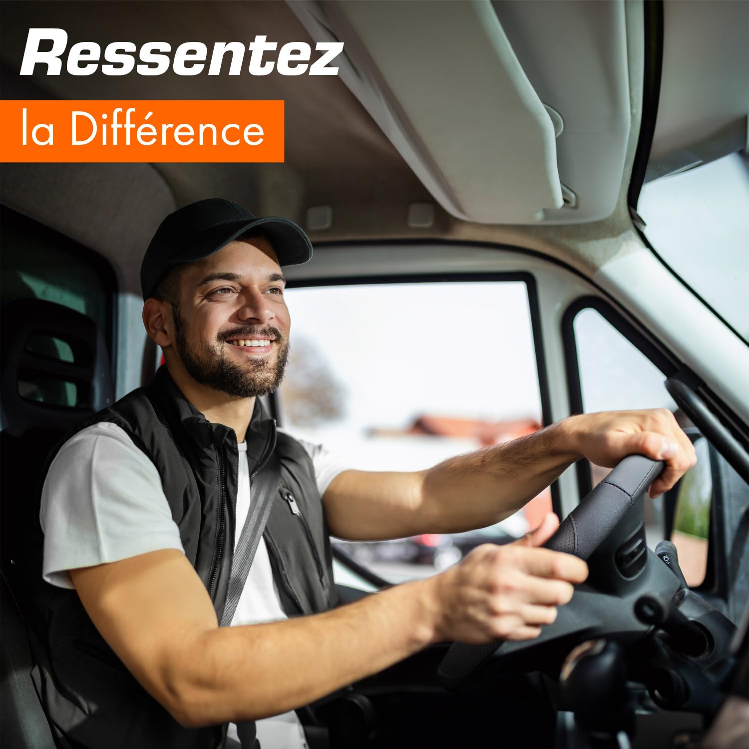 Upgrade4cars Couvre Volant Camion 44-46 cm Noir Simili Cuir | Housse de Protection Furgon Taille Universel | Accessoires Voiture Decoration Interieur Protege