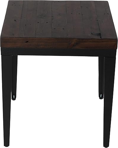 Miniatura 3 de Cortesi Home Omaha - Mesa auxiliar en madera maciza y meta, 22 pulgadas de alto, marrón oscuro