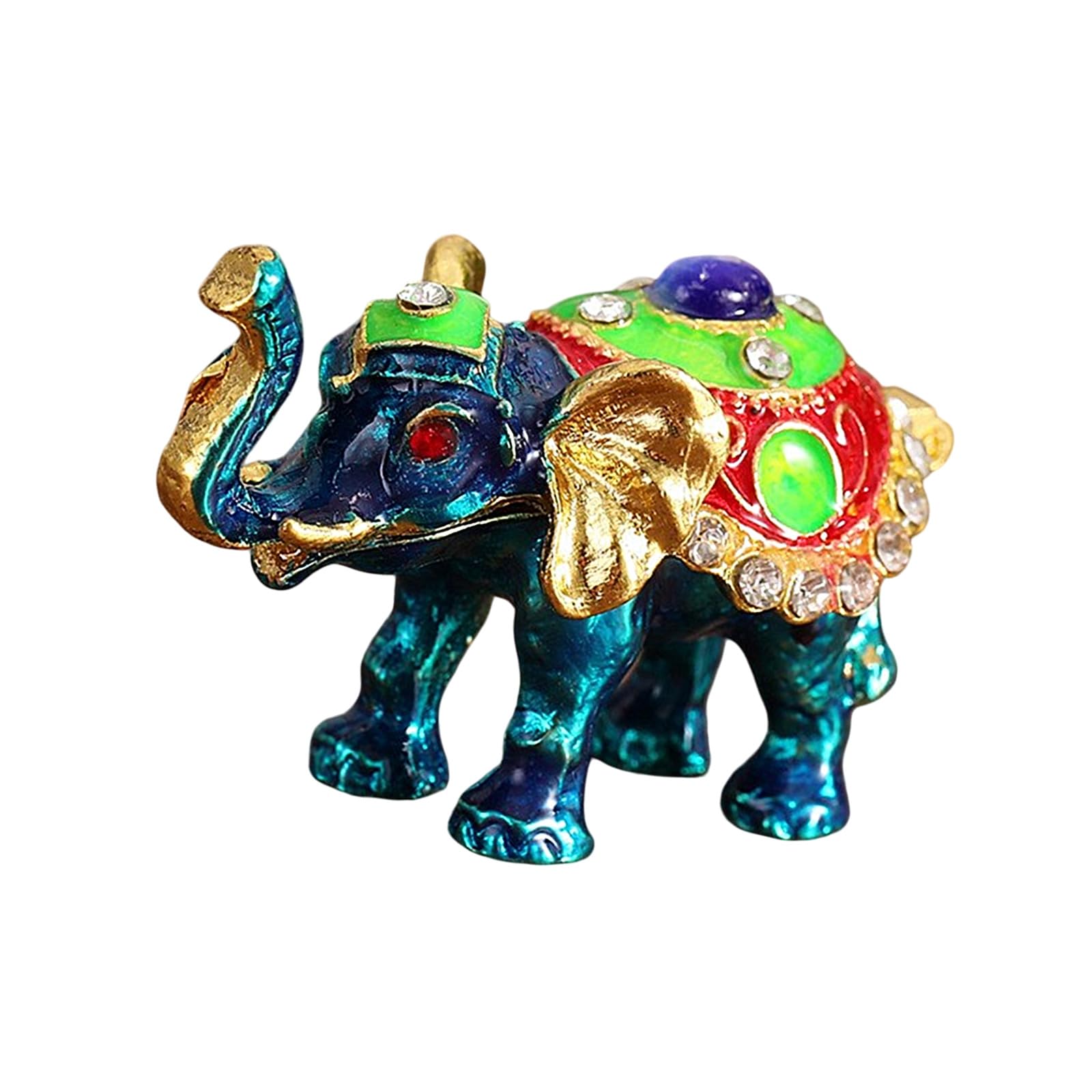 Kaeltsyn Thai Styles Elephant Rings Dishes with Glittering Stone for Home Decoration Handcraft Jewelry Chest