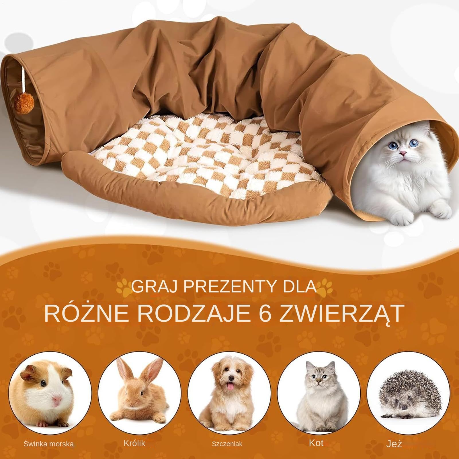 Kocie Tuby i Tunele Odczepiany zmywalny tunel domek do ćwiczeń i odkrywania