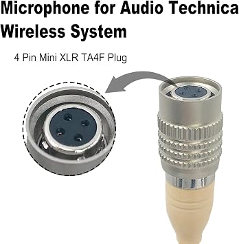 Single Microphone Headband Microphone Head Microphone Earpiece, Compatible with Audio-Technica Wireless Transmitter, Omnidirectional Condenser Mic, Beige (Hirose 4 Pin Plug)