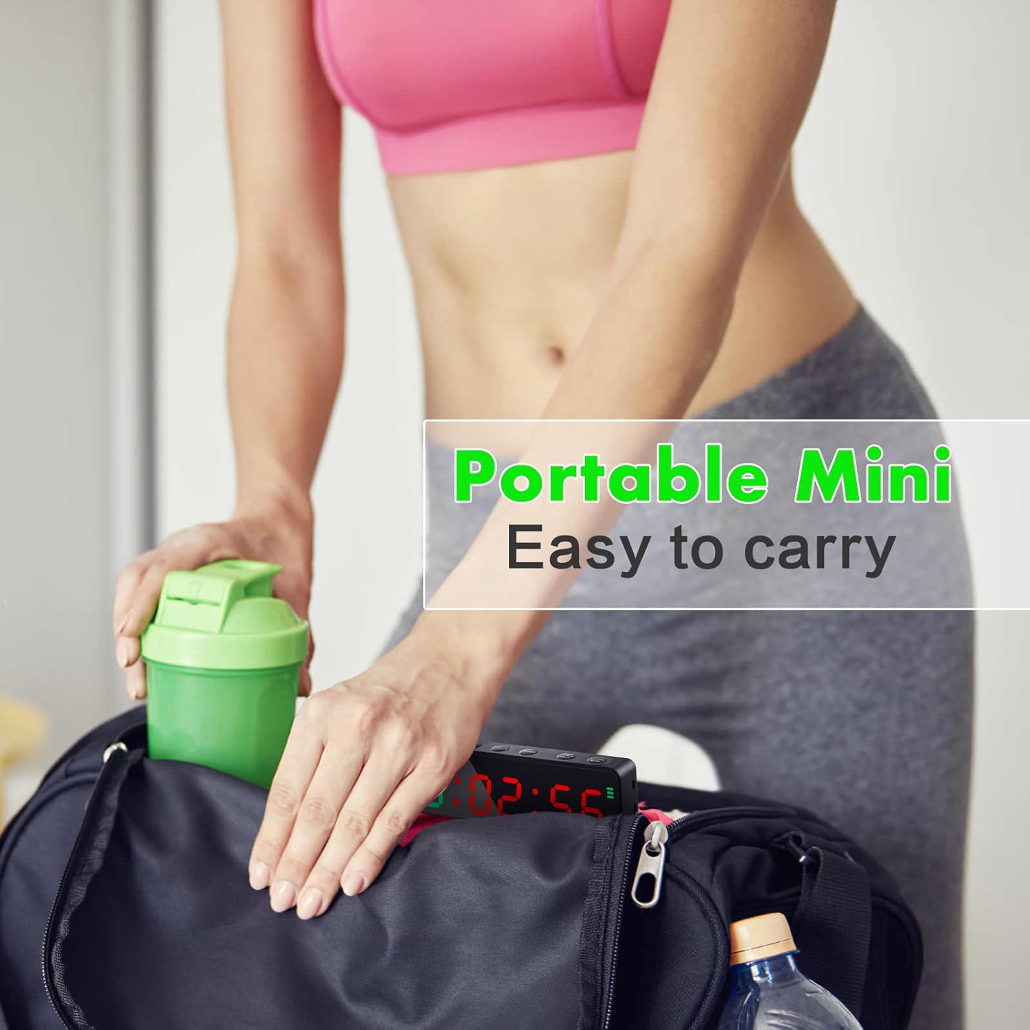 PELLOR Portable Gym Timer Clock, Workout Interval Timer with Powerful Magnet and Shortcut Key, Stopwatch, Adjustable Brightness, Workout Clock for Home/Garage/Boxing