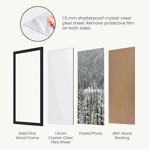 Miniatura 4 de Opposite Wall - Portarretratos de madera maciza color negro de 18 x 24 pulgadas - Ligero, versátil e inastillable - Póster o marco de fotos para