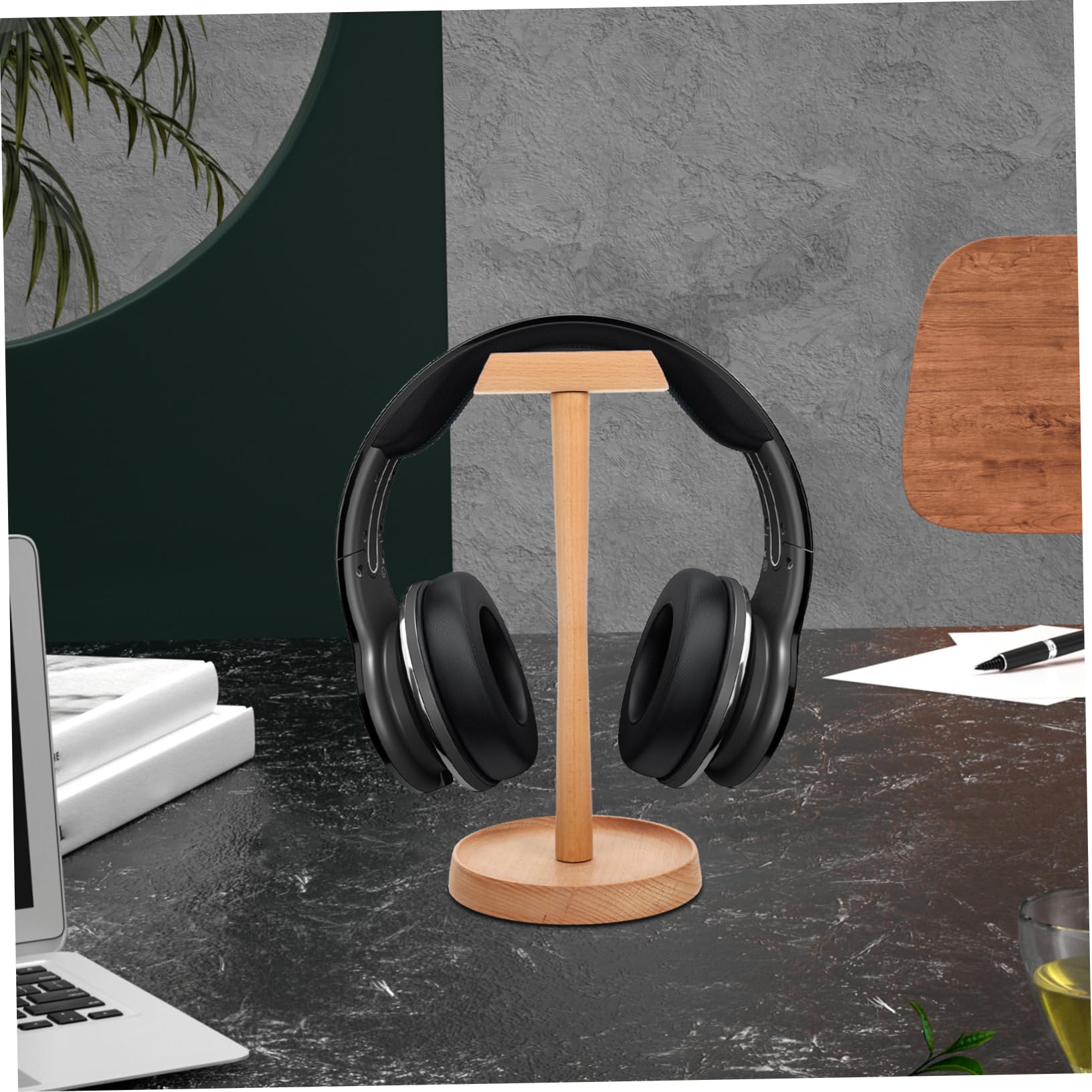 Uonlytech Supporto in Legno per Cuffie da Tavolo Base Stabile per Organizzazione e Protezione