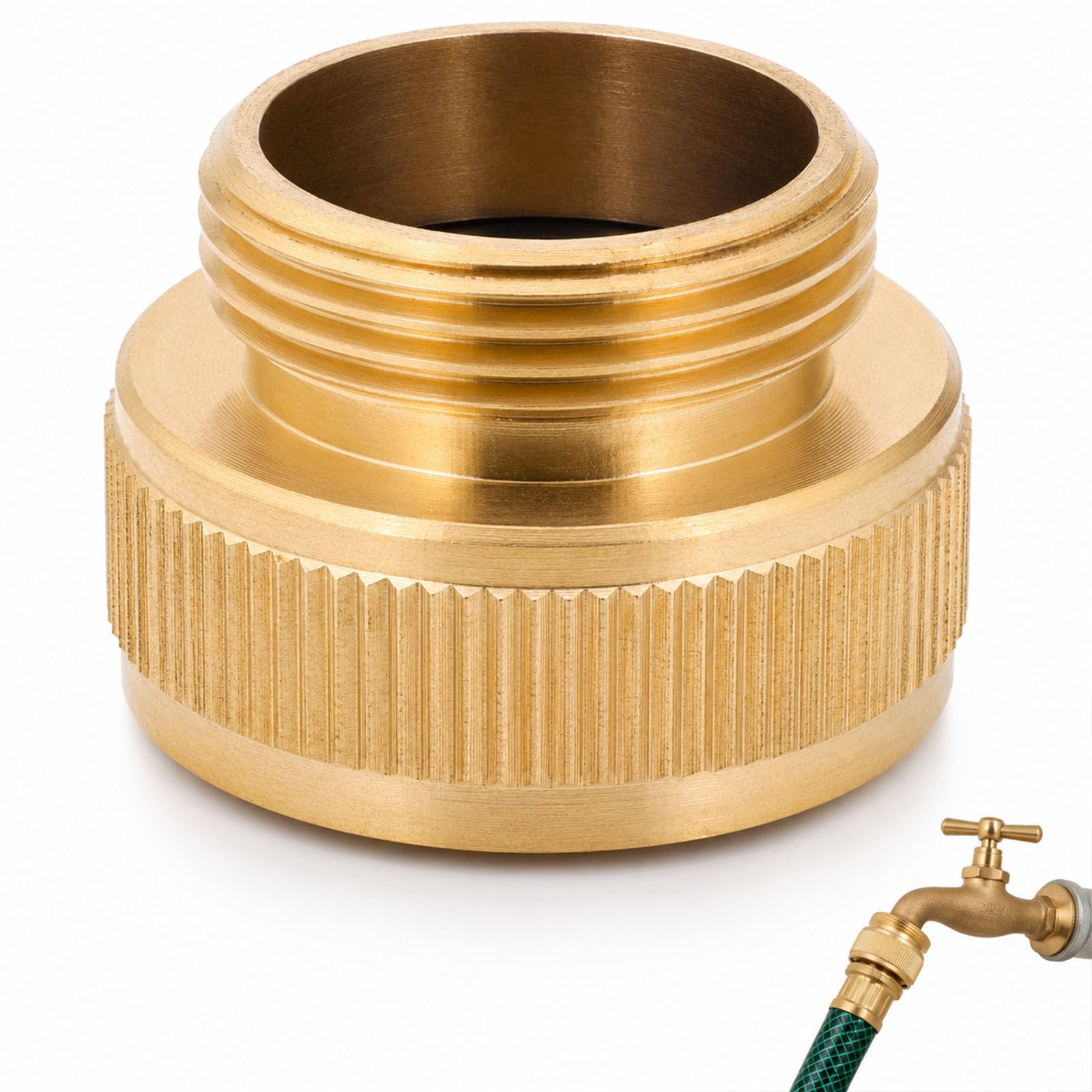 Solvind Heavy Duty Brass Hose Connector, 1 Inch Female to 3/4 Inch Male NPT Thread Adapter, Garden Hose to Tap Quick Release Fitting for Outdoor Watering Irrigation