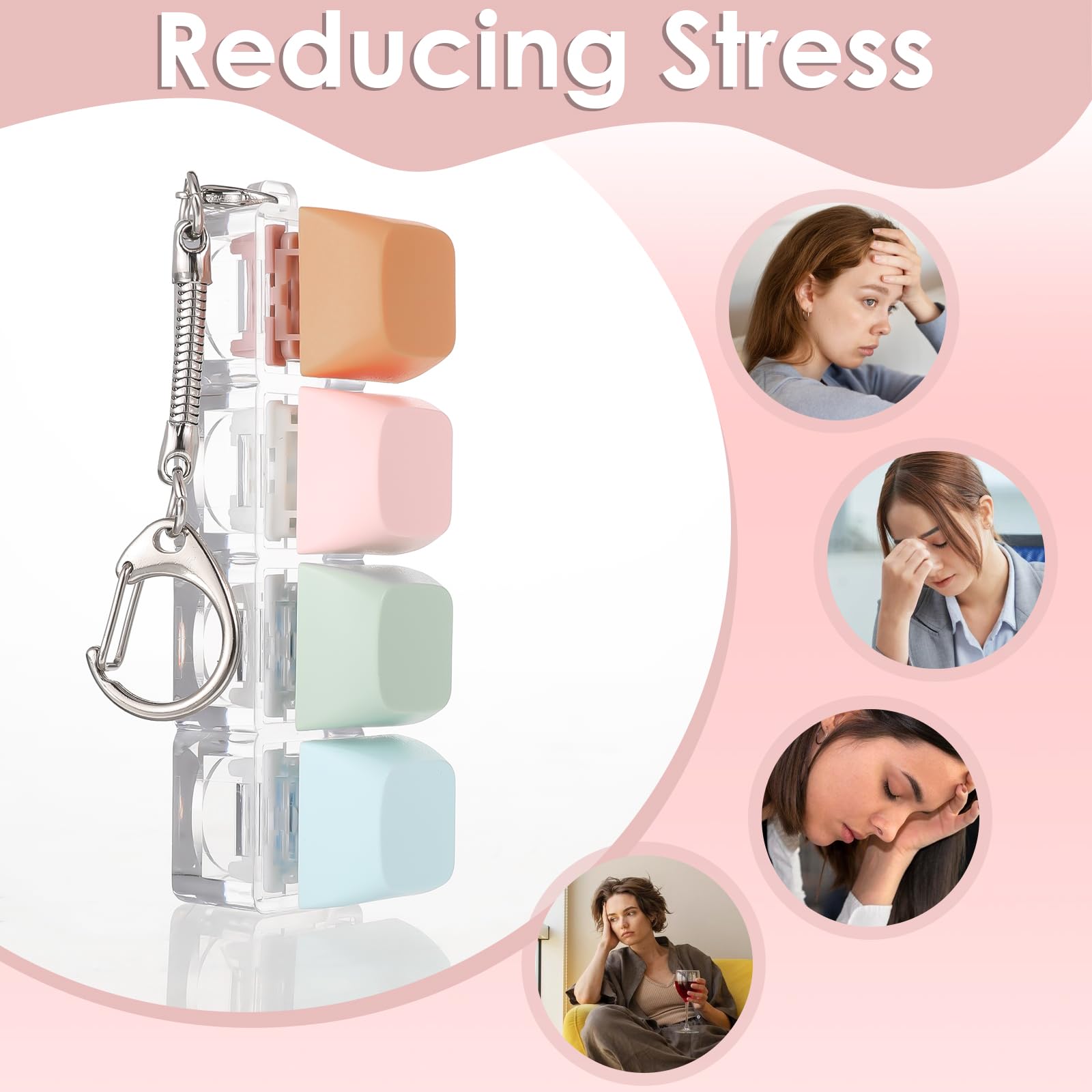 Porte-clés Fidget Clavier Pastel – Jouet Anti-Stress à Boutons Mécaniques – Clics Satisfaisants – Cadeau Amusant Pour Adultes