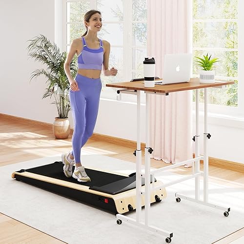 Vista 59 de SIDUCAL Escritorio de pie pequeño, escritorio portátil de pie, convertidor de mesa de pie móvil de altura ajustable con ruedas, estaciones