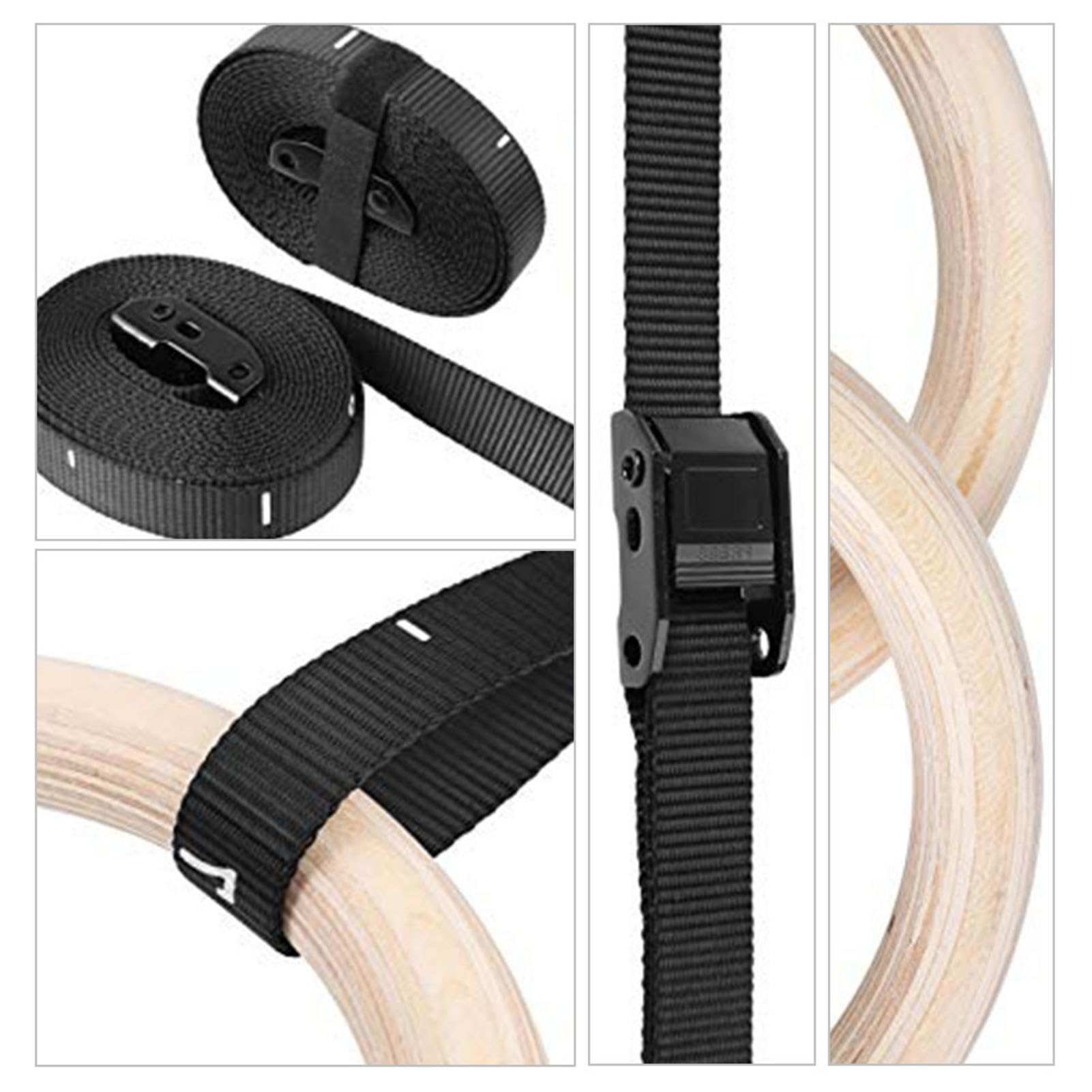 Paquete de 2 anillos de gimnasia de madera, anillos de fitness de abedul, 28 mm y 32 mm, cuerda de elevación no incluida, anillo de gimnasio para entrenamiento de suspensión de fuerza