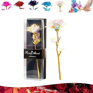 Forever Rose 24K Colorful Galaxy Rose - Valentines Day Gifts for Her, Infinity Artificial Flowers, Eternal Present for Women, Mom, Girlfriend, Wife, Daughter - Mothers Day, Birthday, Christmas
