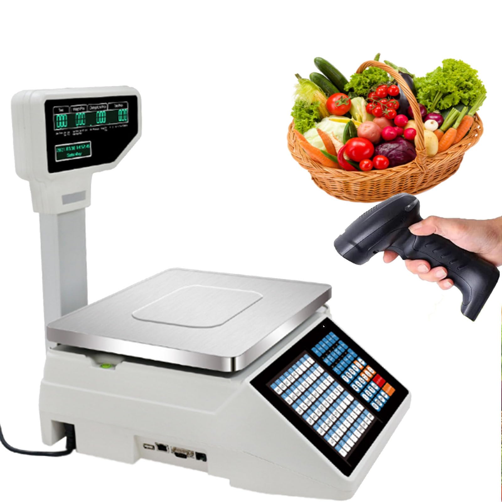 Stampa Digitale di Etichette con Prezzi, Bilancia di Controllo del Peso, Elaborazione al Dettaglio, Stampa di Codici a Barre, Display bifacciale Commerciale per Alimenti, Carne, Gastronomia