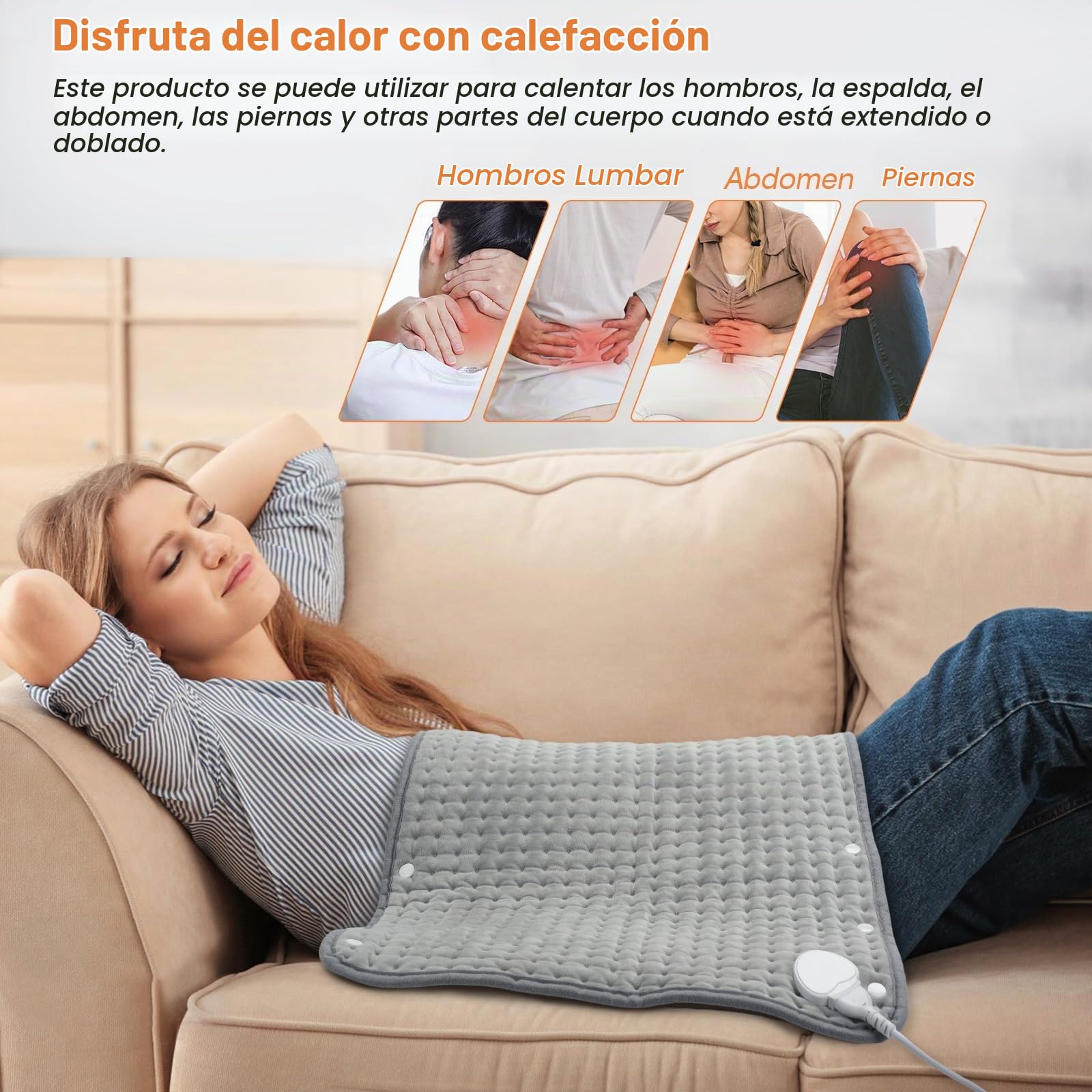 CYFIE Manta Electrica & Calentador de Pies 2 en 1, Almohadilla Electrica 43 x 85cm, Manta Termica para espalda, hombros, Almohadilla Eléctrica Lumbar Calefactor Automático Rápido 30-70℃