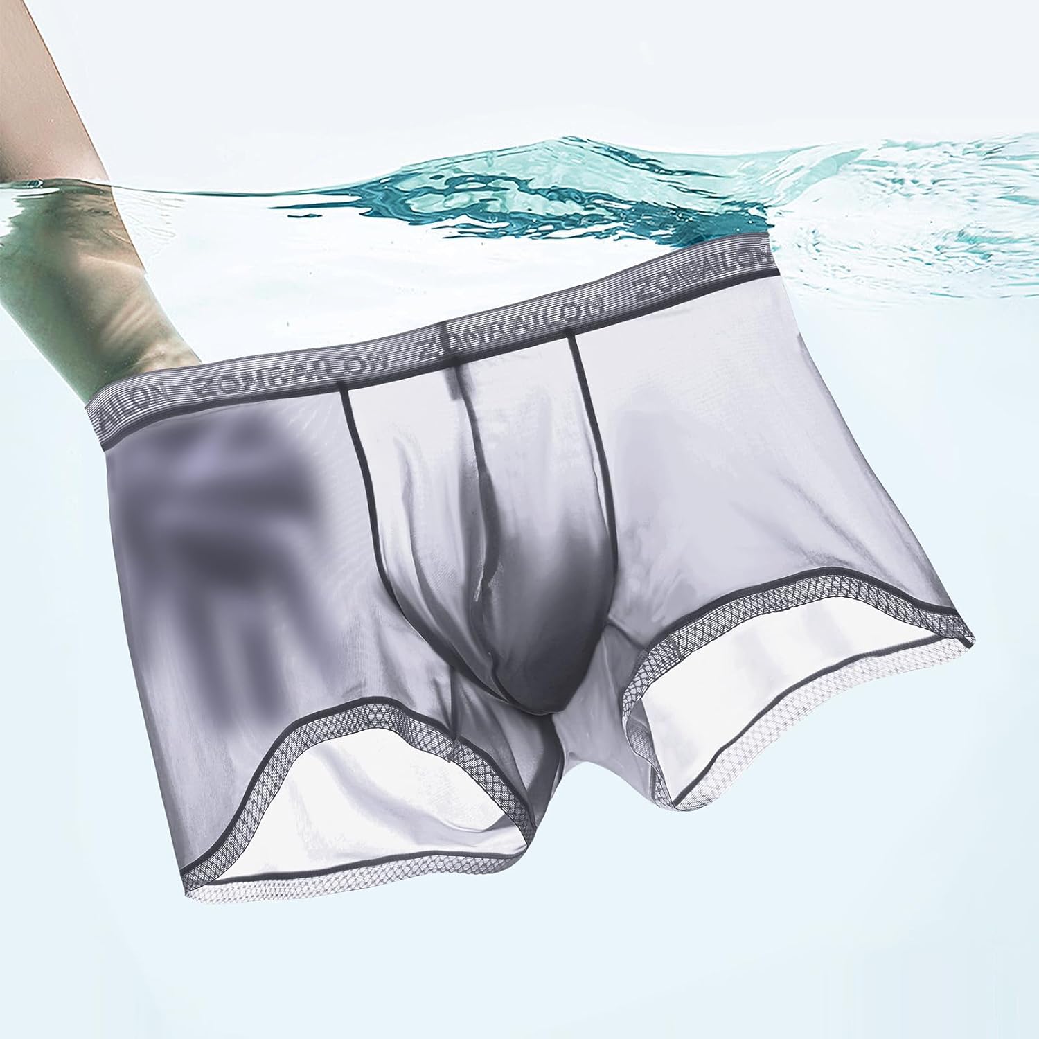 JINSHI Ice Silk Mens Sexy Underwear For Straight Men See Through Boxers Ultra Thin Sheer Trunk Bulge Pouch Boxer Briefs - Image 2