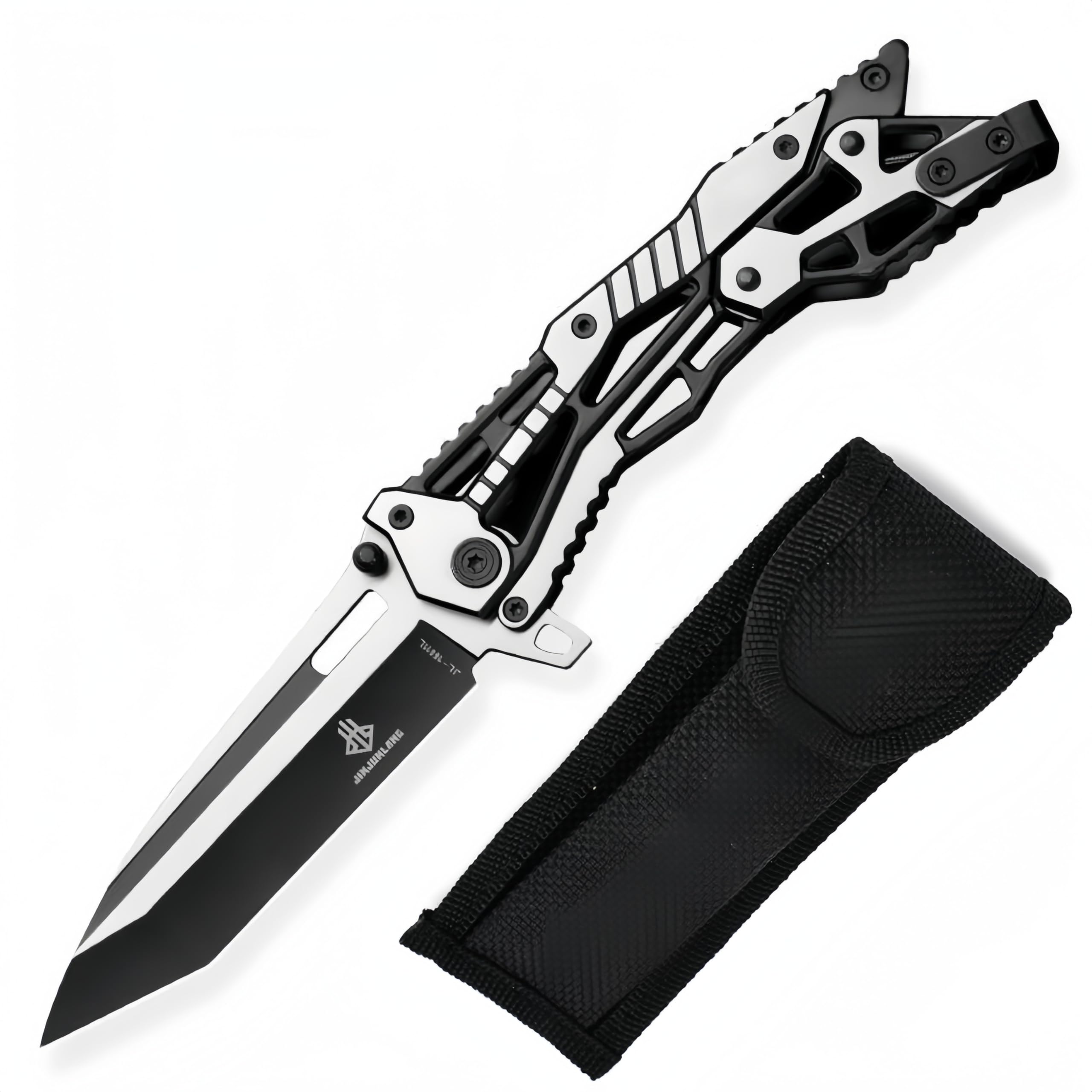 Folding multifunctional Pocket Tool, Stainless Steel Foldable Multifunctional Cutting Tool with Nylon Storage Bag for Garden, Camping, Hiking