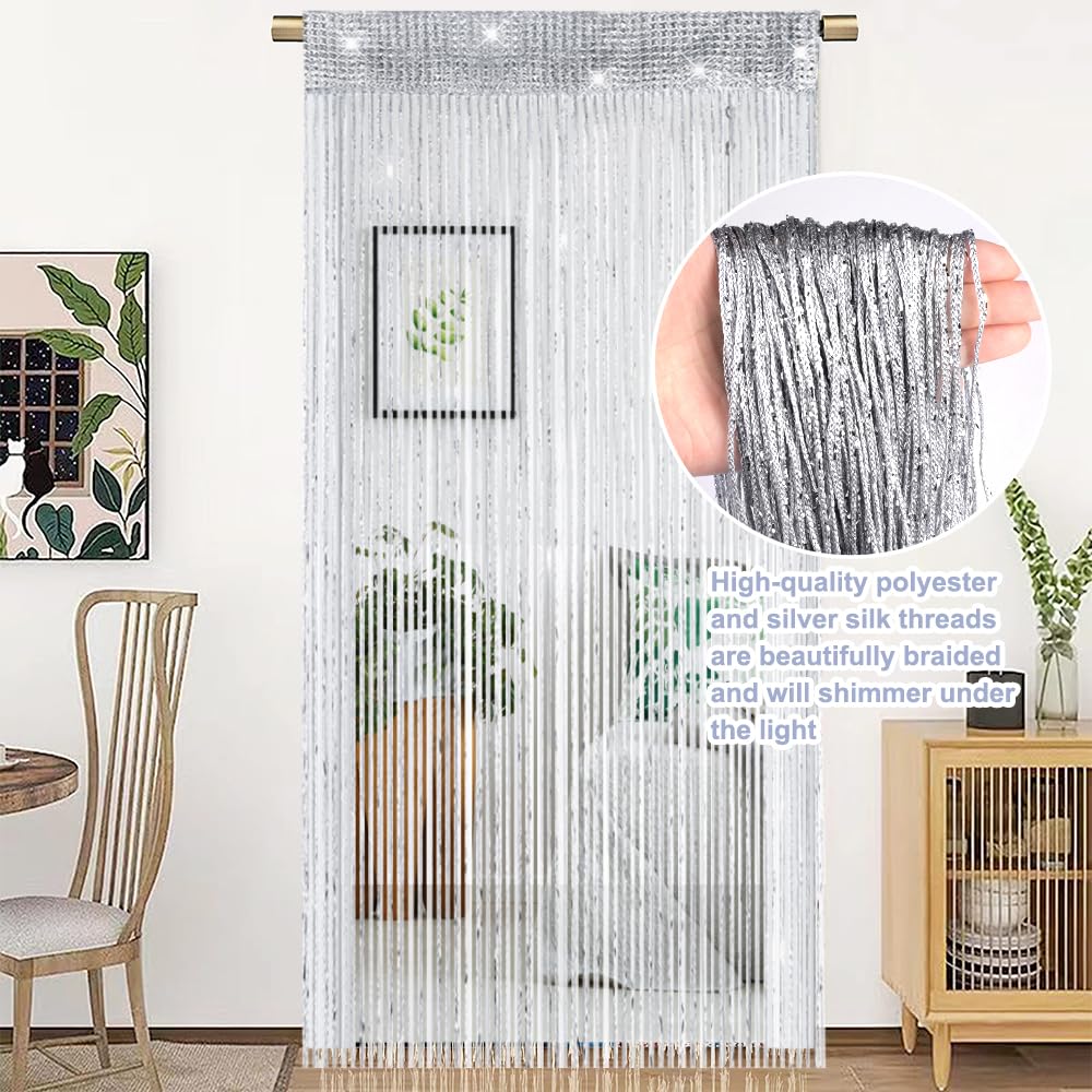Tenda A Fili Con Frange Piatte E Nappe, 1x2 M, Divisorio Per Stanze, Multicolore, Per Matrimoni E Locali