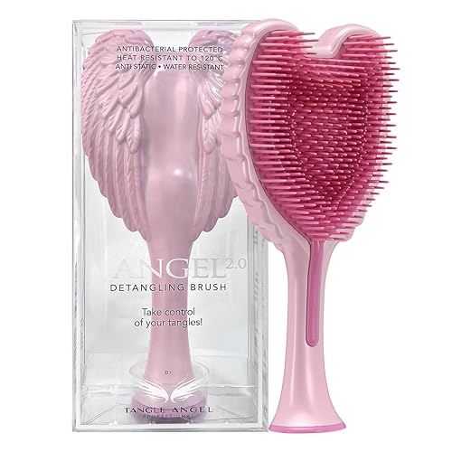 Tangle Angel Detangling Hair Brush - Anti Static Angel Wing Hair Brush with Soft & Flexible Bristle for Straight & Wavy Hair, Women Detangler Brushes for Dry & Wet Hair, Gloss Pink - Gloss Pink