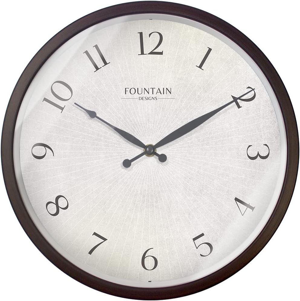 FOUNTAIN DESIGNS 12" Modern Farmhouse Clock, No Ticking