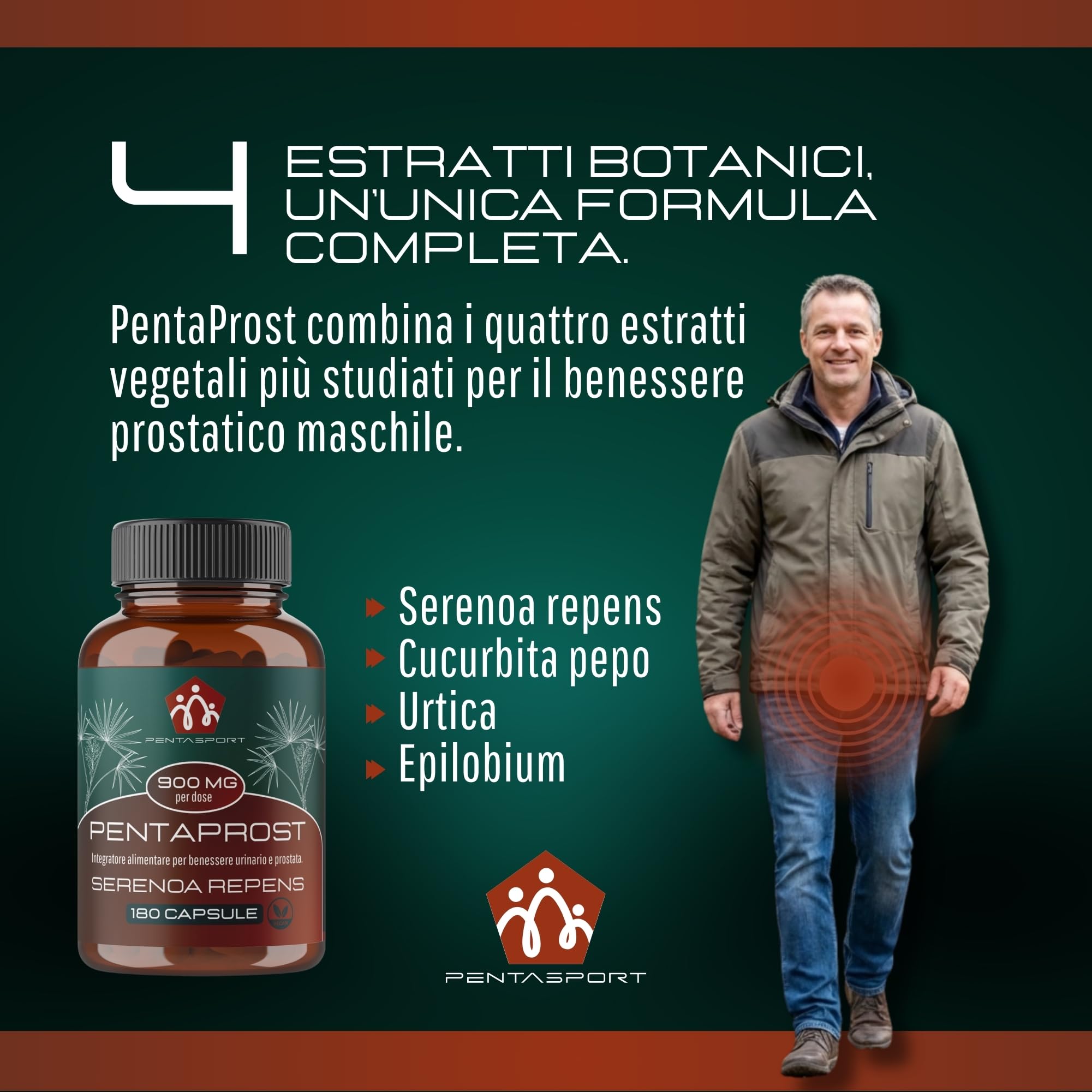 Serenoa Repens Prostata Forte 900mg 180 Capsule - Integratore Benessere Uomo con Saw Palmetto a Supporto della Funzione Prostatica e Urinaria