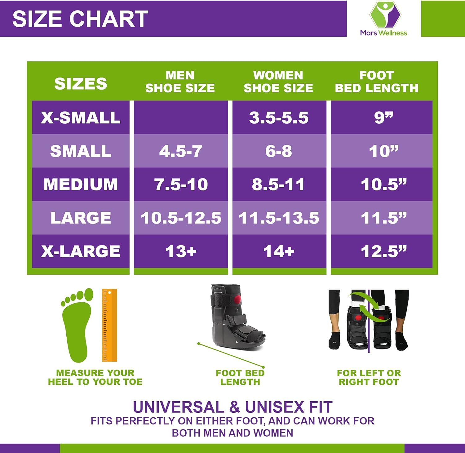 MARS Wellness Premium Short Air Cam Walker Boot - Small - Fracture, Sprained Ankle/Foot Stabilizer - Broken Toe Walking Boots for Men or Women : Health & Household