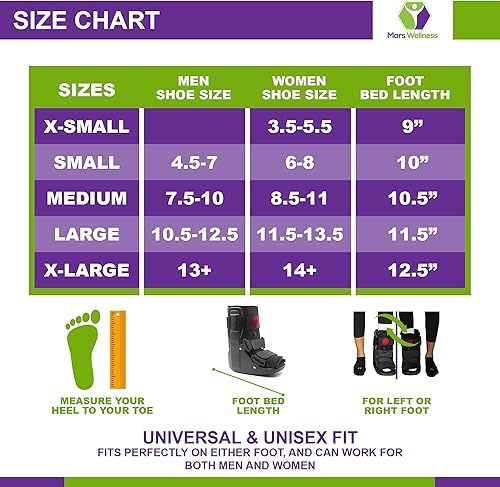 Miniatura 4 de MARS Wellness Botas cortas de primera calidad con cámara de aire  Pequeña  Fractura, esguince estabilizador de tobillopie  Botas de caminar con