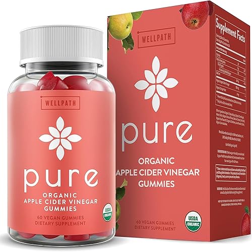 Gomitas de vinagre de sidra de manzana Pure ACV con la madre gomitas orgánicas USDA - Veganas - Suplementos de vinagre de sidra de manzana crudo