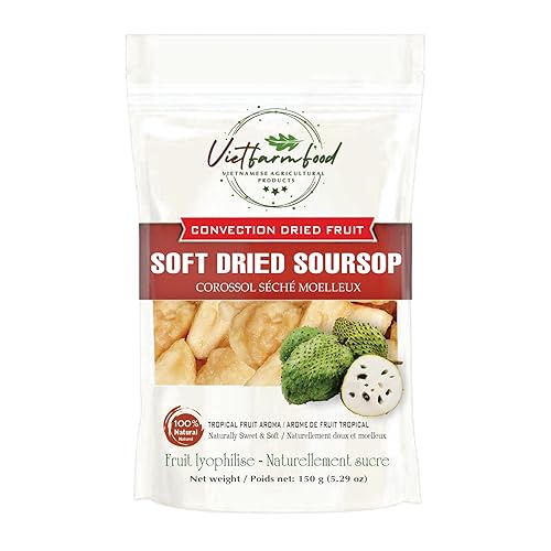 SOURSOP SUAVE SECO (GUANABANA) 5.29 Oz (5.29 oz) VIETFARMFOOD Fruta seca por convección, dulzura natural pura sin azúcar, suave al masticar.