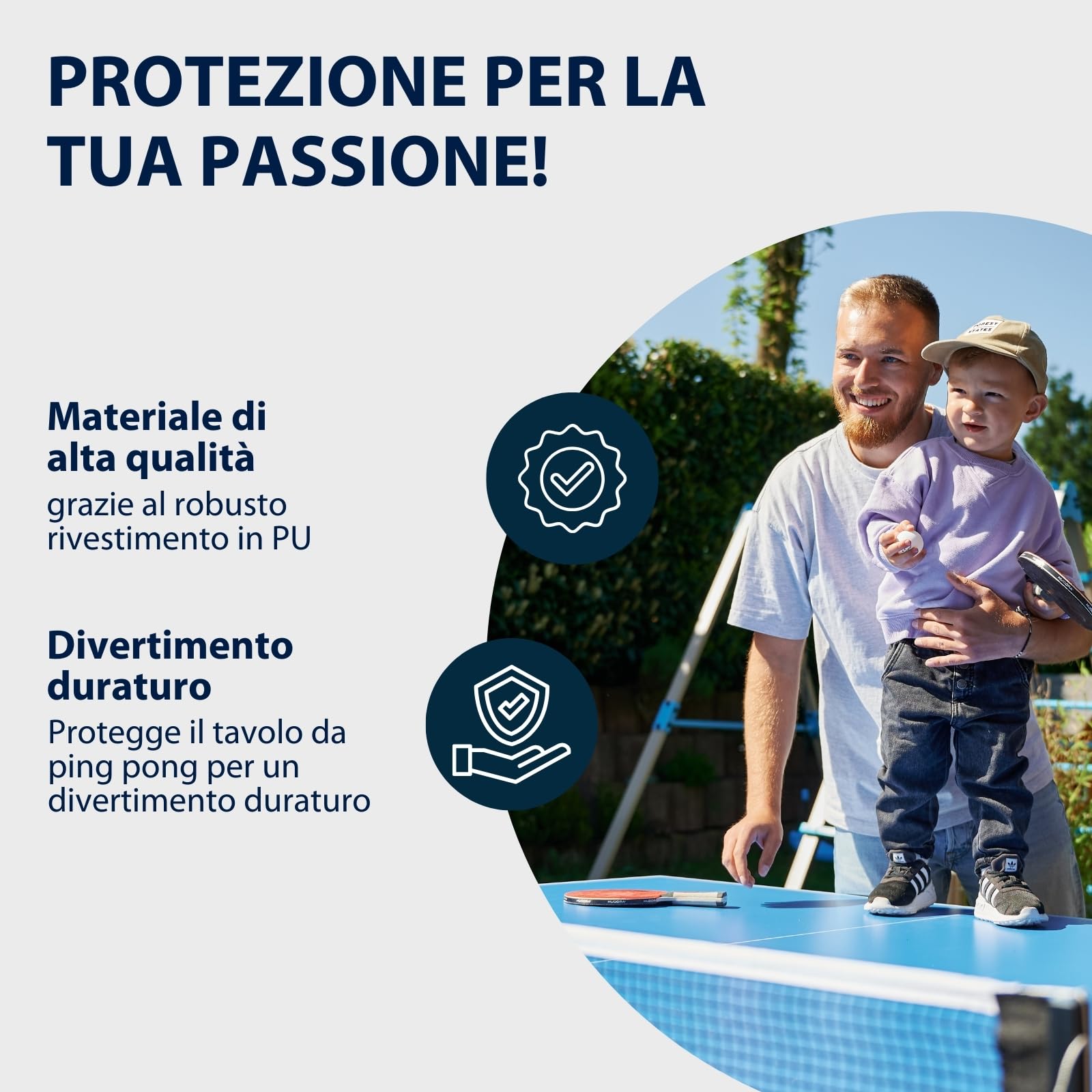 HUDORA Copertura per tavolo da ping pong da 187x72x156 cm - Involucro rivestito in PU per tavolo da ping pong - Protezione da sole/polvere e pioggia - Copertura con cerniera - Protezione