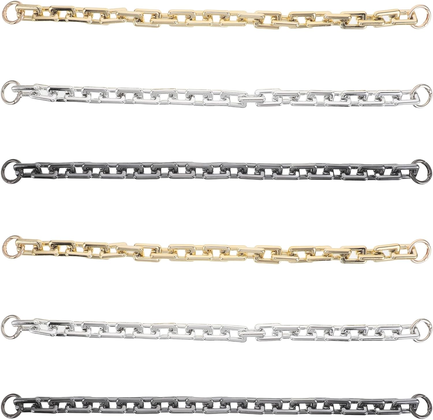 BESTYASH 3pcs Acrylic Bag Chain Extender Set with Gold, Black, Silver Shoulder Strap Replacement for Handbags, Purse Strap Extension for Women’s Decorative Bag Accessories