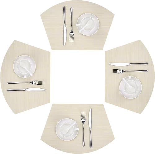 Miniatura 179 de SHACOS - Manteles individuales de PVC para mesas redondas, manteles individuales con curvatura, antideslizantes, resistentes al calor, de vinilo,