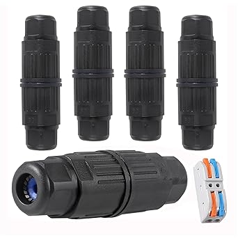 5Pcs Waterproof Cable Connector 2 Pin Wire Connector 2 Way Inline Wire Connector Push in Connectors Electrical Terminal Quick Outdoor Electrical Box Terminal Suitable for Repair Extend Power Cables