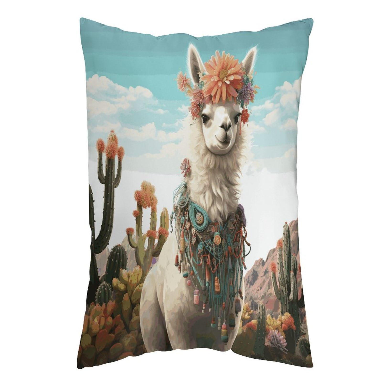 FekiLoot Mexican Llama Cactus Throw Pillow Cover Soft Pillowcase with Hidden Zipper Lumbar Decorative Throw Pillow Covers Luxury Cozy Pillows Shams Rectangle Cushion Cases