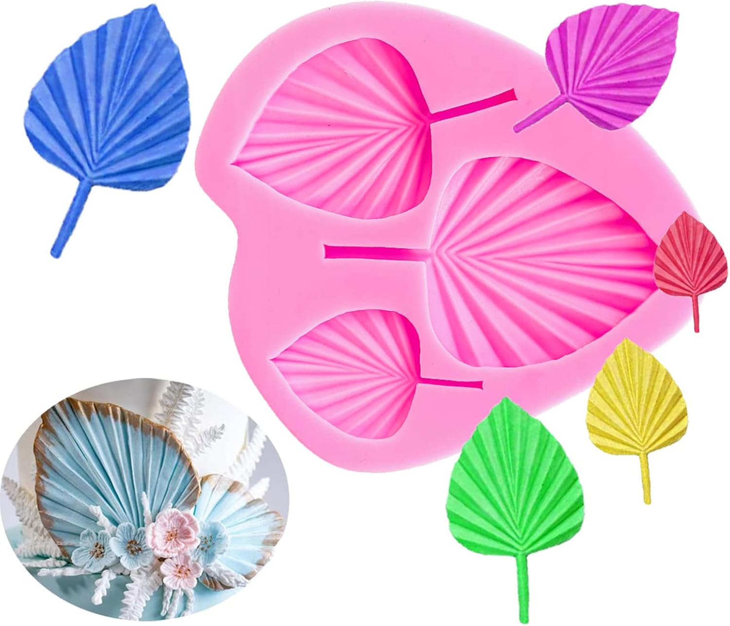 1PCS Fan Leaf Silicone Mold, Fan Palm Leaf Mold Leaf
