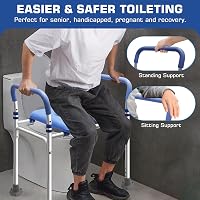 CISSIYOG Magasított WC-ülőke karfával, állítható magasság és szélesség, 150 kg-ig, kék 6