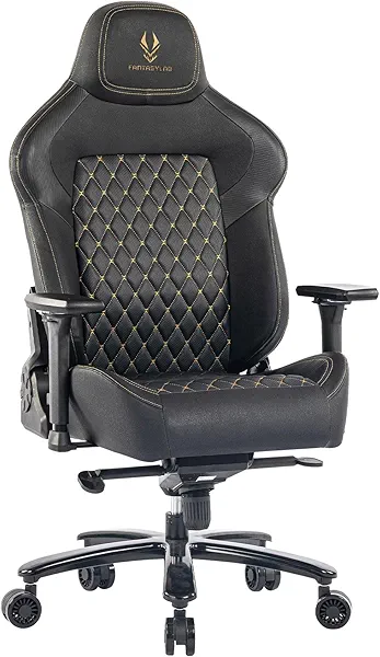 Big and Tall Gaming Chair 440LBS Gaming Chair with Metal Base Memory Foam Lumbar 4D Adjustable Armrest Computer Chair for Heavy People Ergonomic High-Back Computer Chair